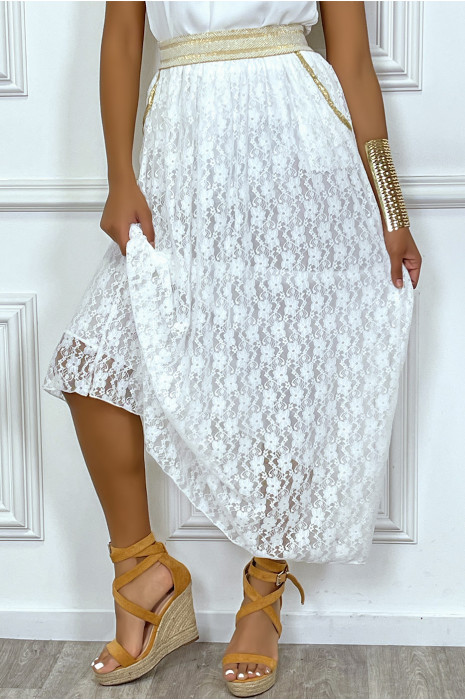 JuWJ en dentelle blanche avec doublure et élastique à la taille dorée - 4