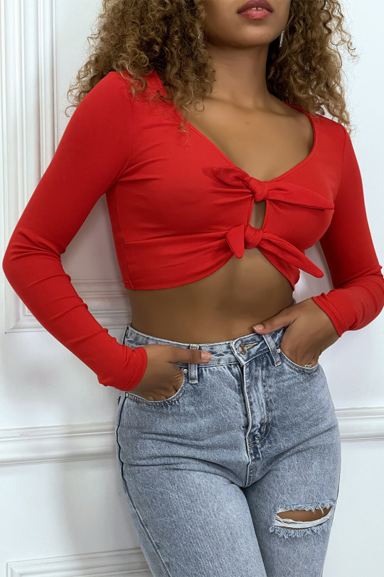 ReRRlong-sleeved crop top with bows - 2