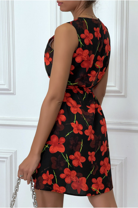 Robe rouge à encolure zippé et ceinture - 5