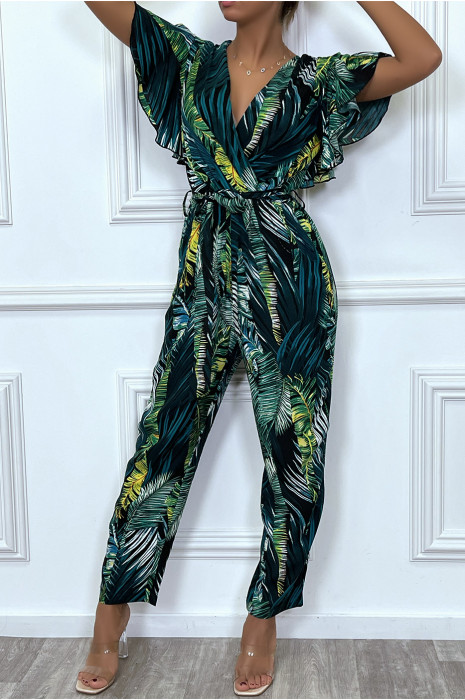 Combinaison pantalon verte à manches volants - 3