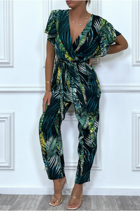 Combinaison pantalon verte à manches volants - 4