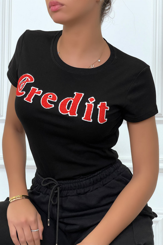 Black T-shirt with 3D CREDIT writing - 2