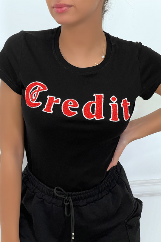 Black T-shirt with 3D CREDIT writing - 6
