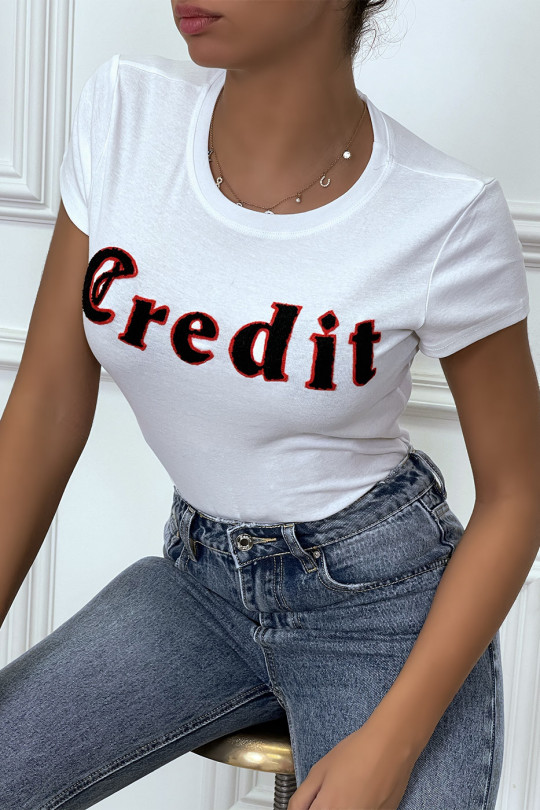 White T-shirt with 3D CREDIT writing - 4