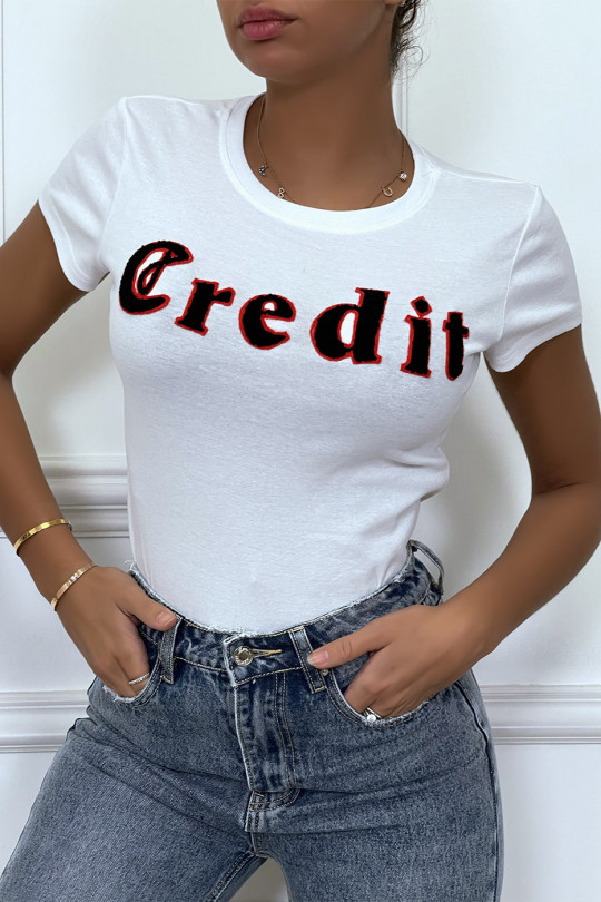 White T-shirt with 3D CREDIT writing - 5