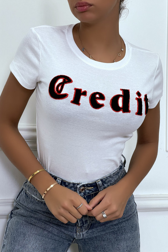 White T-shirt with 3D CREDIT writing - 6