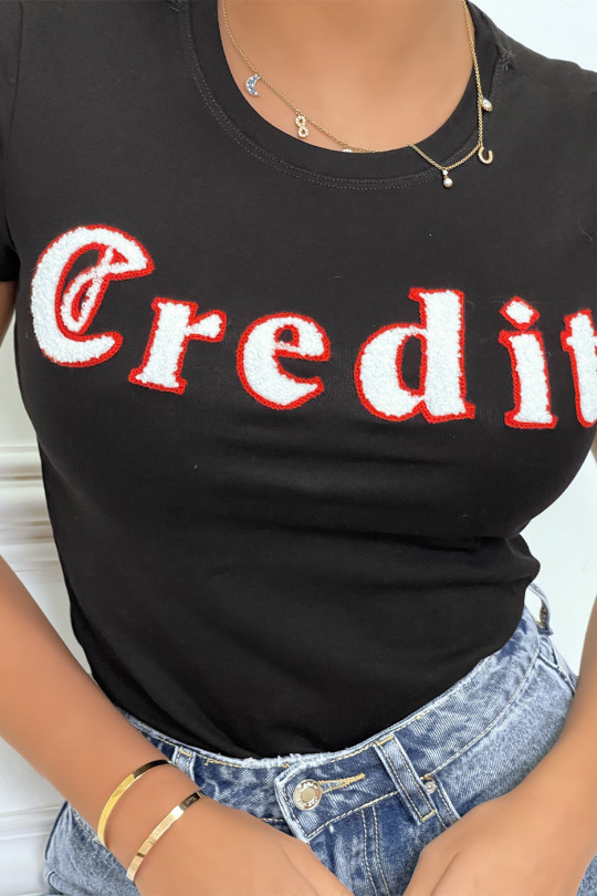 Black T-shirt with 3D CREDIT writing - 4