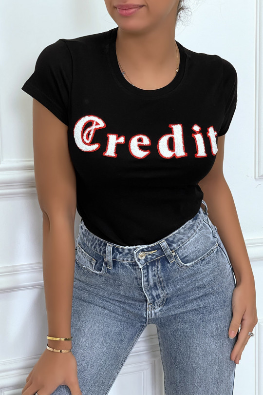 Black T-shirt with 3D CREDIT writing - 5