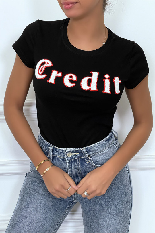 Black T-shirt with 3D CREDIT writing - 6