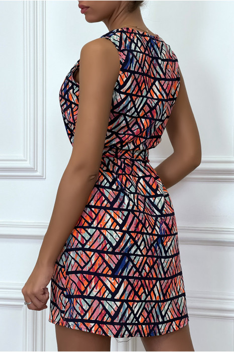 Robe orange à encolure zippé et ceinture - 3