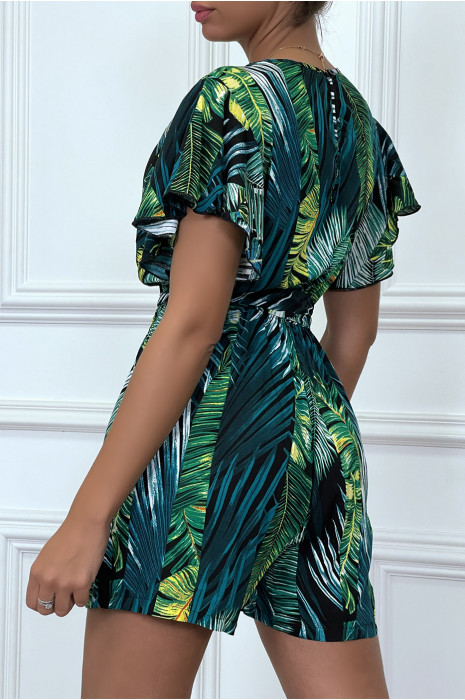 CoCCi-short croisé au buste motif feuille verte - 2