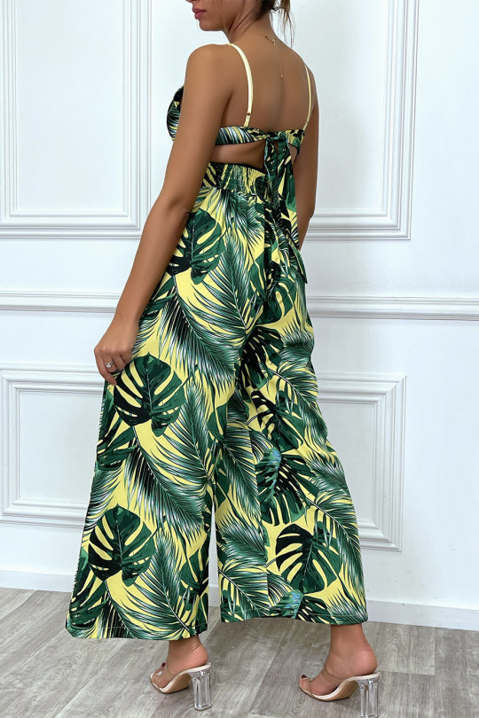 Combinaison palazzo jaune motif tropicale - 3