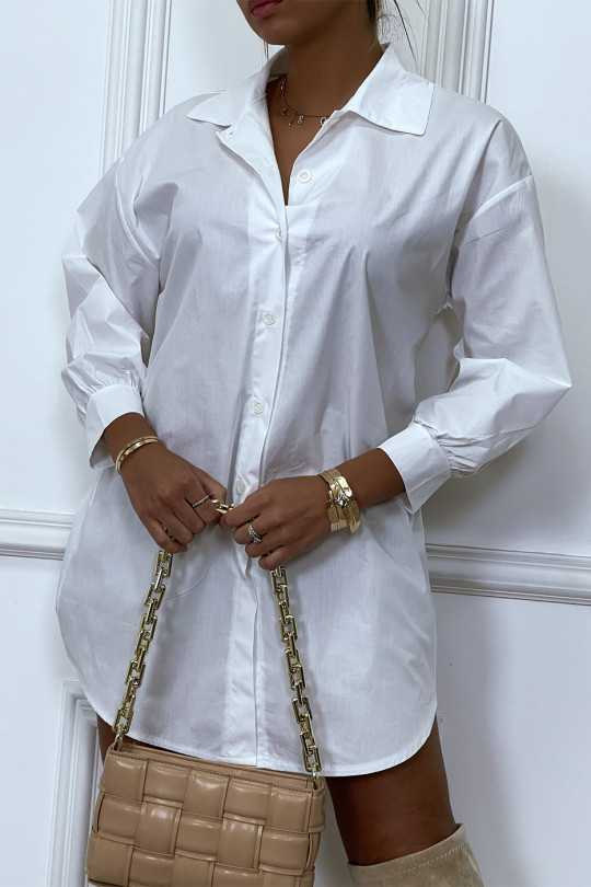 Robe chemise blanche asymétrique en coton - 3