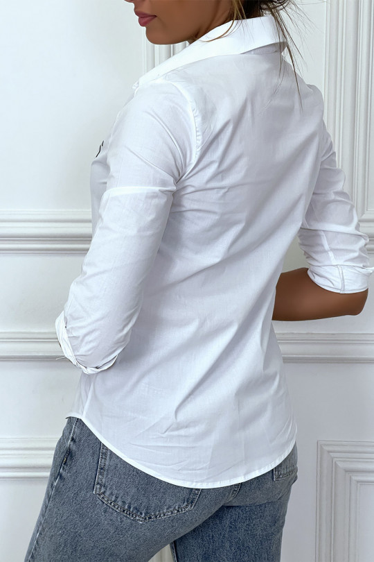 Wit overhemd met lange mouwen en print - 4