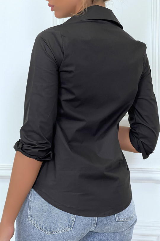 Black long-sleeved shirt with print - 5