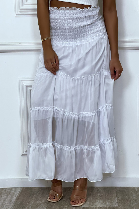 Lange witte jurk met transparante sluier - 6