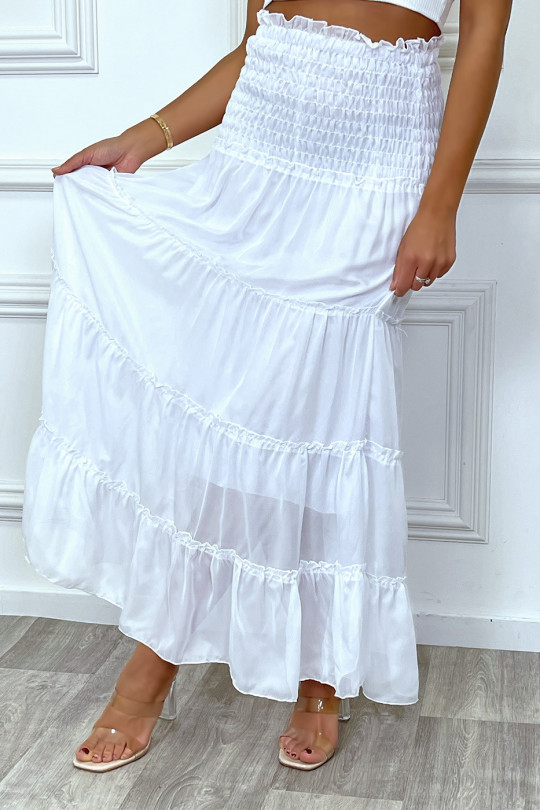 Lange witte jurk met transparante sluier - 7
