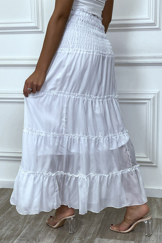 Lange witte jurk met transparante sluier - 8