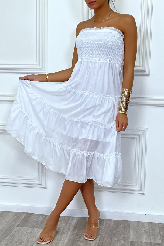 Lange witte jurk met transparante sluier - 2
