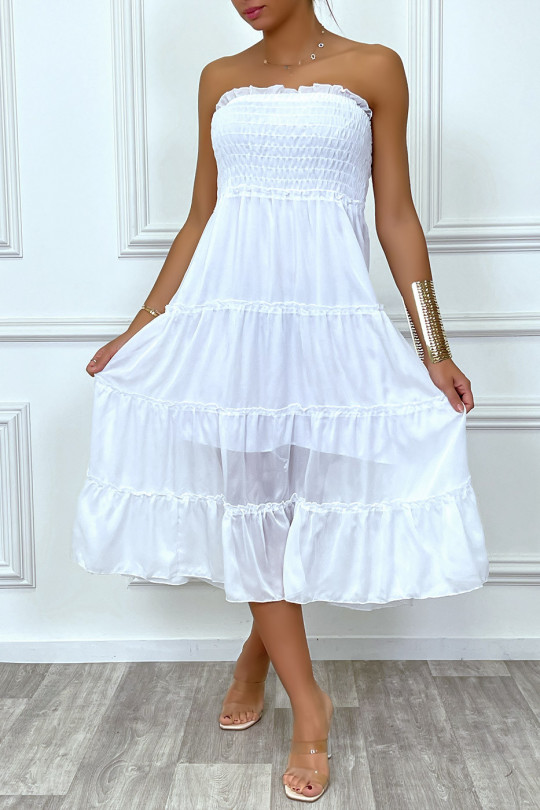 Lange witte jurk met transparante sluier - 3