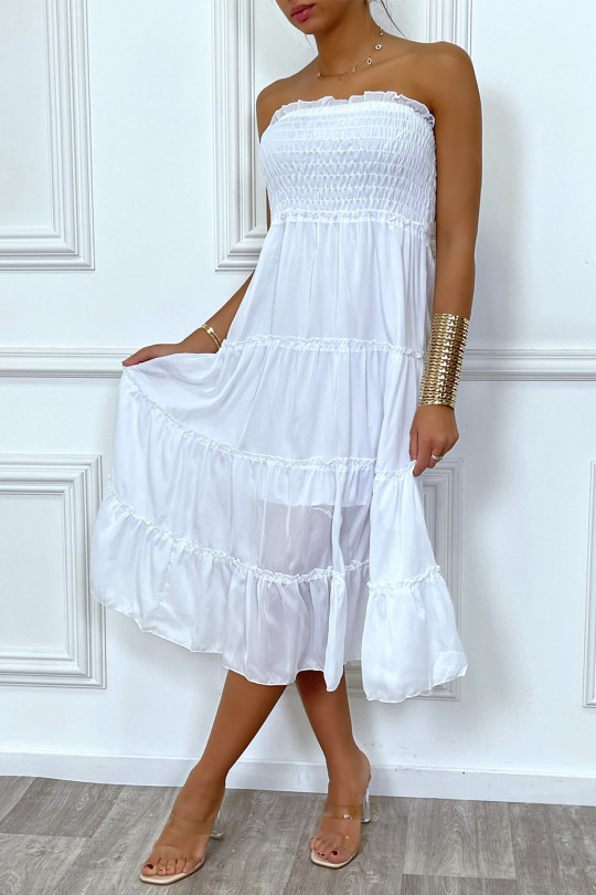 Lange witte jurk met transparante sluier - 1