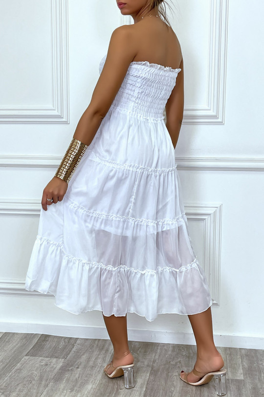Lange witte jurk met transparante sluier - 4