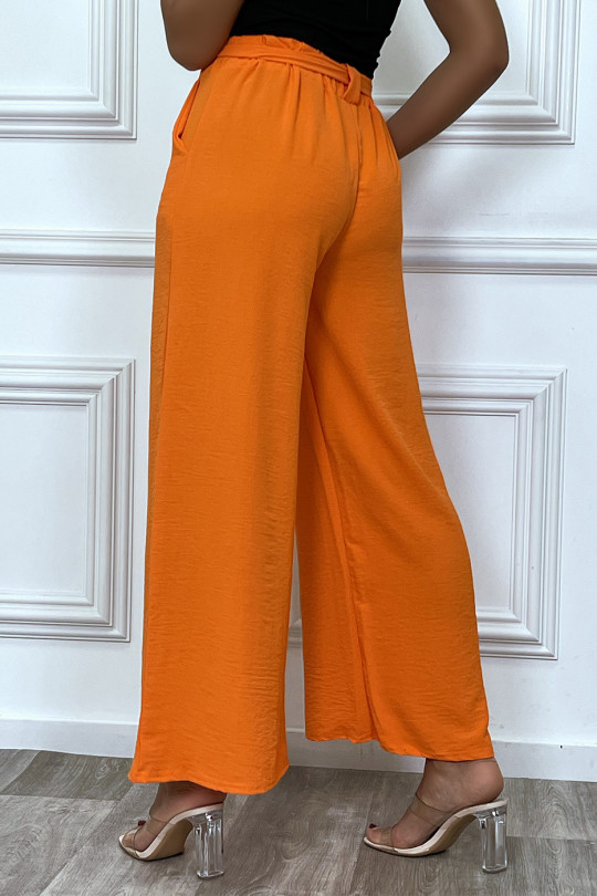 Pantalon palazzo orange ceinturé, très tendance - 6