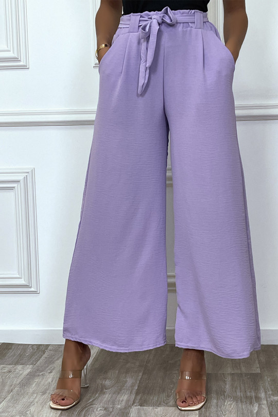 Very trendy lila belted palazzo pants