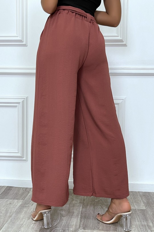 Very trendy belted cognac palazzo pants - 6