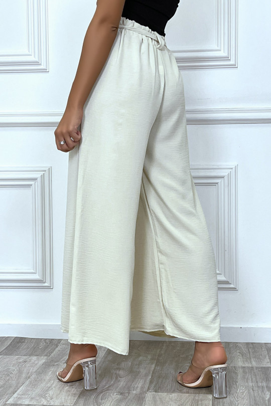 Belted beige palazzo pants, very trendy - 5