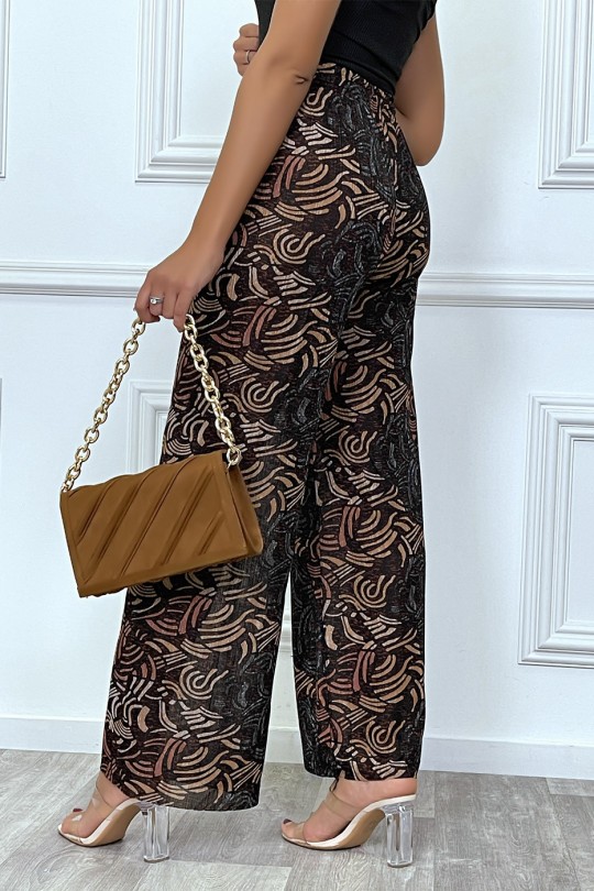 Burgundy palazzo pants with floral pattern - 2