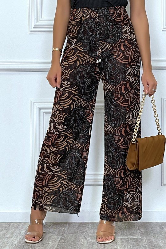 Burgundy palazzo pants with floral pattern - 5