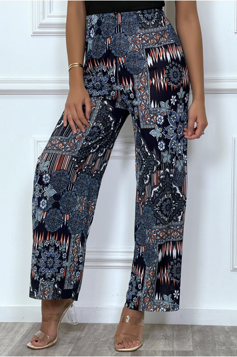 Blue floral palazzo pants - 5