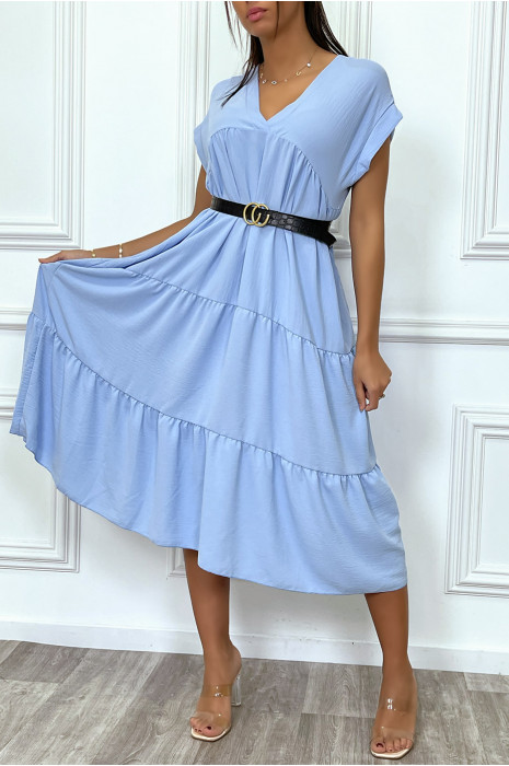 Robe turquoise longue et ample - 4
