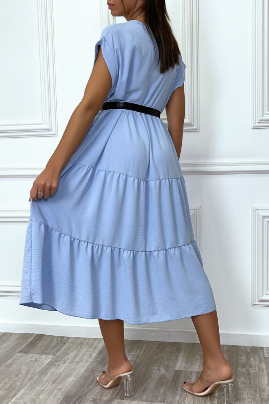 Lange en losse turquoise jurk - 7