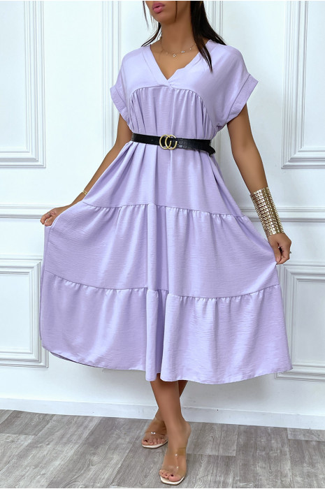 Robe lila longue et ample - 2