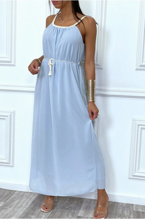 Robe longue bleu turquoise style bohème - 2