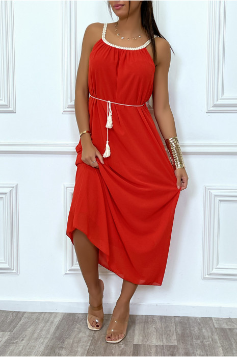 Robe longue rouge style bohème - 2