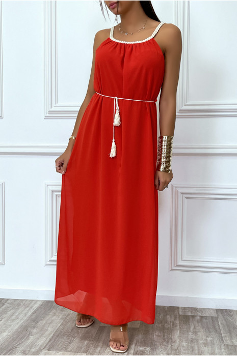 Robe longue rouge style bohème - 3