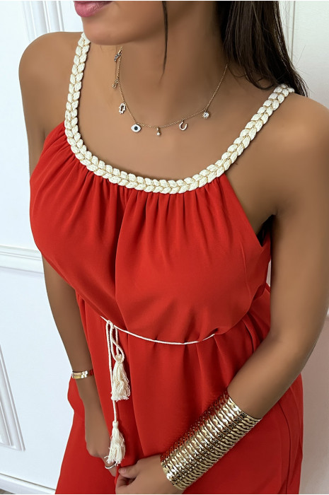 Robe longue rouge style bohème - 4