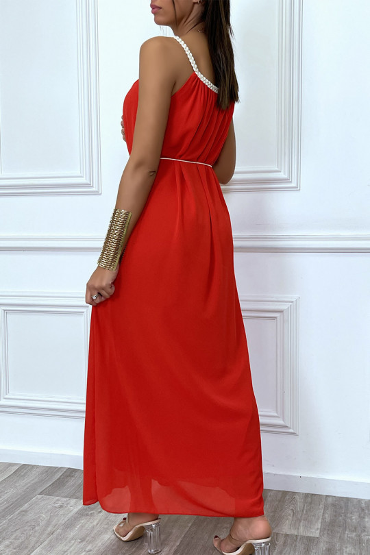 Robe longue rouge style bohème - 5