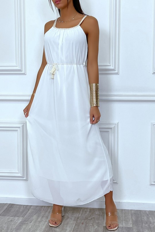 Robe longue blanche style bohème - 1