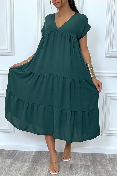 Robe vert sapin longue et ample - 2