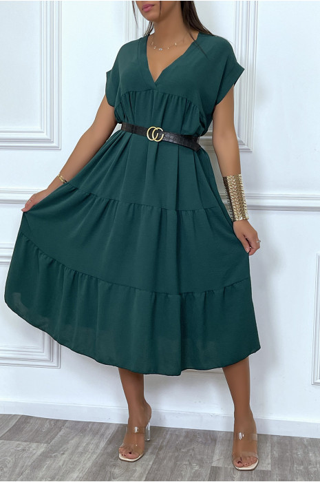 Robe vert sapin longue et ample - 4