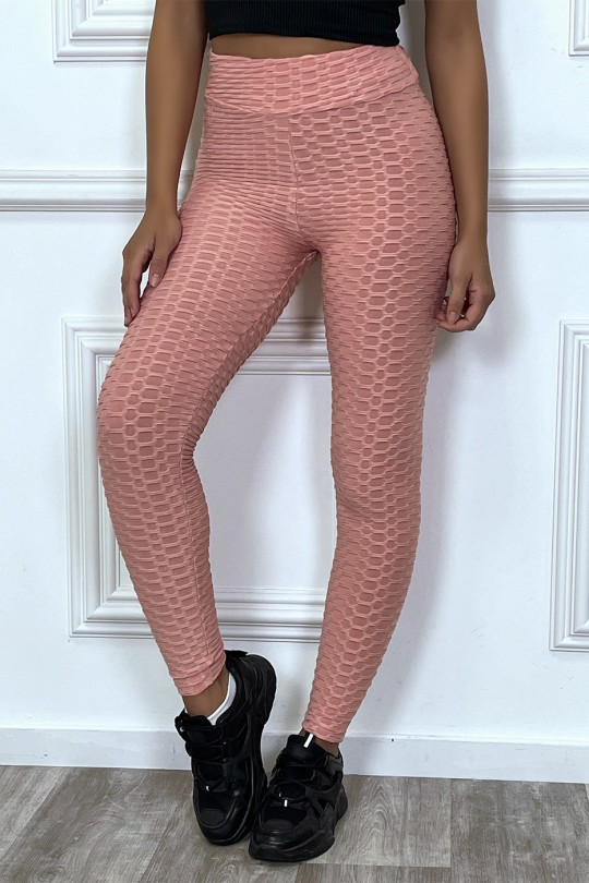 Pink anti cellulite push-up leggings with slimming effect - 2