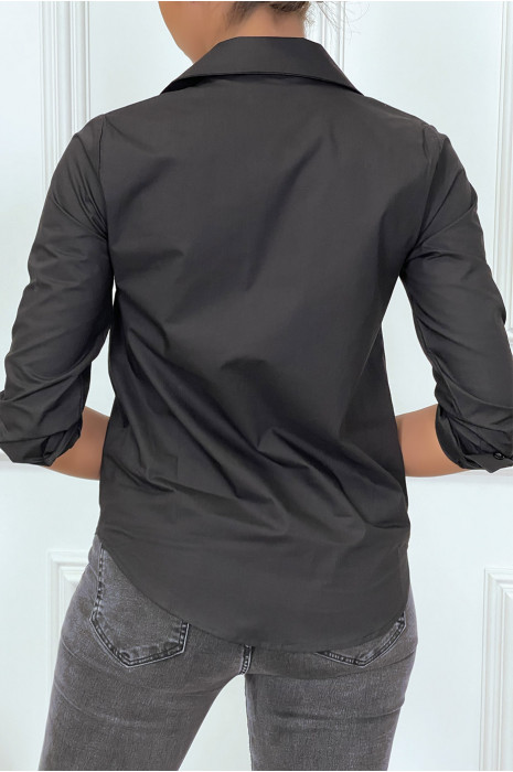 Chemise noire à manches longues avec dessins de lapins - 1
