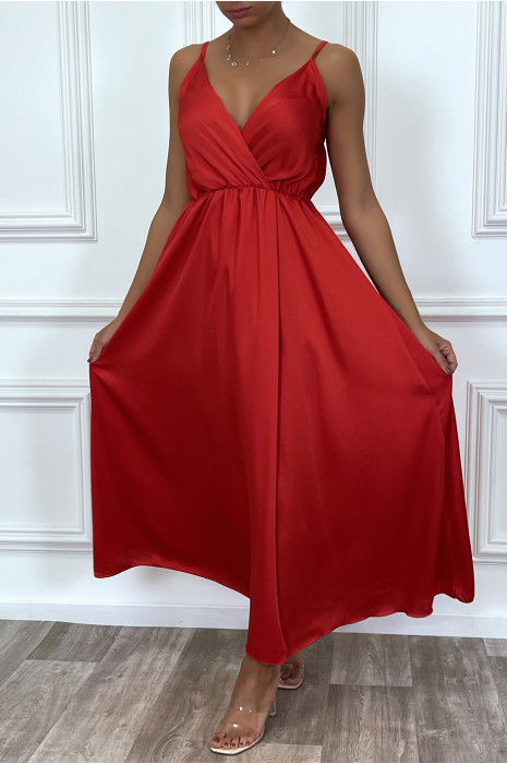 Robe Rouge Bretelles Fines Robe Fine Bretelle Satin Robe Satin