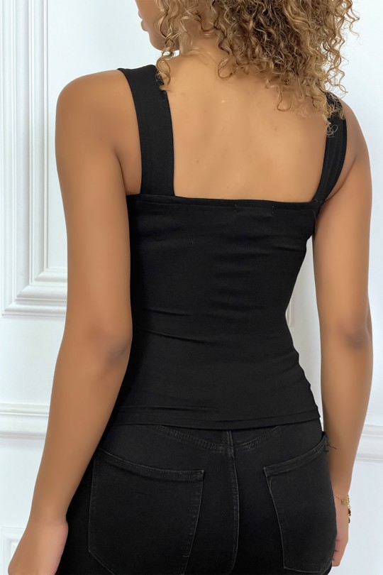 Haut style bustier noir à zip avec dessins et perles - 5