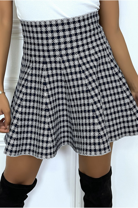 Mini jupe marine à motif pied de poule - 1