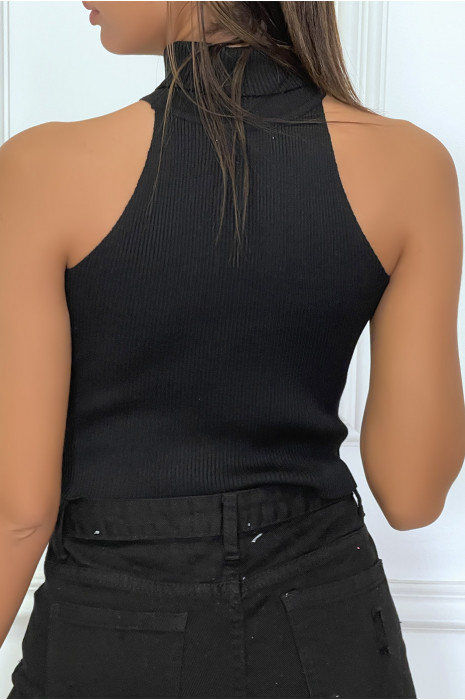 ToBTdébardeur col roulé noir côtelé - 1